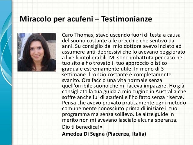 miracolo per acufeni